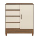 Ver imagem 1 de Cômoda Sapateira 1 Porta 4 Gavetas Fit 1.4 para Quarto Jequitibá Off White Santos Andirá