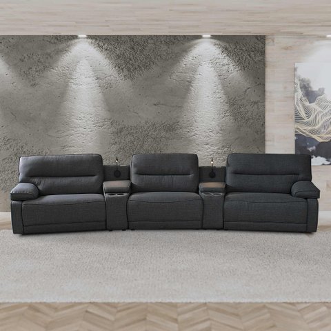 Sofá Decorativo Swift Curvo Elétrico C/porta Copos Baú Cooler Reclinável Retrátil Som Bluetooth e Ca