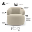 Ver mais imagens de Kit 02 Poltronas Giratória e 01 Sofá Orgânico Glee 03 Lugares 170cm Bouclê Bege - Desk Design