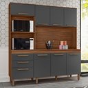 Ver imagem 2 de Armario de Cozinha New Jully 184 Cm com 8 Portas e 2 Gavetas Freijo/chumbo