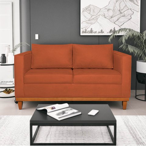 Sofá 3 Lugares Europa 180 cm Estilo Conforto e Elegância Suede Terracota - ADJ Decor