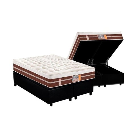 Cama Box Baú King: Colchão Molas Pocket Ensacadas Castor Silver Star Air Híbrido + Base CRC