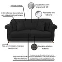 Ver imagem 3 de Sofá 2 Lugares Pé de Madeira Julieta 180 Cm Suede Preto S04 - D'Rossi