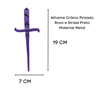Adaga Crânio em Metal Roxo 19 cm Pedra Preta - 2