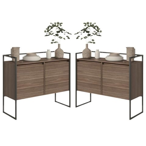 Conjunto Buffet Aparador Industrial 2 Portas Affara