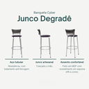 Ver imagem 3 de Kit 3 Banquetas Alta Vime Junco Degradê Sacada Àrea Gourmet Balcão Ilha Bancada bar piscina Cozinha