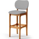 Ver imagem 6 de Kit 05 Banquetas Alta para Cozinha Madeira Fixa Betta L02 Imbuia Corano Cinza - Lyam Decor