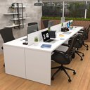 Ver imagem 4 de Estação de Trabalho Mesa Plataforma Escritório 1200x600 6 Lugares Netmobil - Branco