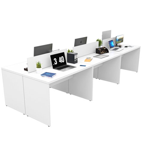 Estação de Trabalho Mesa Plataforma Escritório 1200x600 6 Lugares Netmobil - Branco