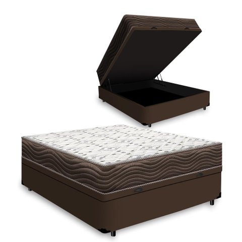 Cama Box Baú + Colchão de Viúva Ortobom D45 Iso 150 128x188x60 Cm