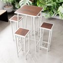 Ver imagem 1 de Conjunto Mesa Bar Bistrô Imbuia Alta Industrial White 4 Bancos Don Castro Decor