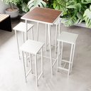 Ver imagem 2 de Conjunto Mesa Bar Bistrô Imbuia Alta Industrial White 4 Bancos Don Castro Decor