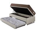 Ver imagem 4 de Bicama Box Baú com Courino Linho Areia 120x203 com Colchão Relax Adorabile Molas Ensacadas Ecoflex