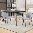 Ver imagem 2 de Kit 5 Cadeiras Sala de Jantar Estofada Gavi L02 Bouclê Cinza - Lyam Decor