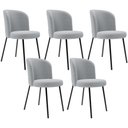 Ver imagem 1 de Kit 5 Cadeiras Sala de Jantar Estofada Gavi L02 Bouclê Cinza - Lyam Decor