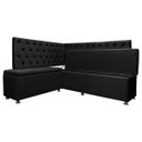 Ver imagem 3 de Conjunto Canto Alemão com Bau para Bar Lanchonete Capitone Preto 125x160cm Sofa Store