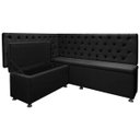 Ver imagem 2 de Conjunto Canto Alemão com Bau para Bar Lanchonete Capitone Preto 125x160cm Sofa Store
