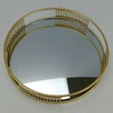 Ver mais imagens de Bandeja Decorativa de Metal Dourado 3x20x20cm Servir Mesa Organizar Café