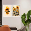 Ver imagem 2 de Kit 2 Quadros Decorativos Girassois 45x34cm:moldura Preta