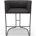 Ver imagem 5 de Kit 04 Banquetas Baixa Base de Aço Preto Betina D02 Linho Cinza Escuro C-416 - Lyam Decor
