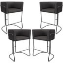 Ver imagem 2 de Kit 04 Banquetas Baixa Base de Aço Preto Betina D02 Linho Cinza Escuro C-416 - Lyam Decor