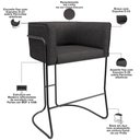 Ver imagem 7 de Kit 04 Banquetas Baixa Base de Aço Preto Betina D02 Linho Cinza Escuro C-416 - Lyam Decor