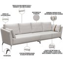 Ver imagem 3 de Sofá 3 Lugares Sala de Estar Living 210cm Pés Industrial Evan D06 Veludo Bege - Lyam Decor