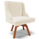 Ver imagem 7 de Kit 2 Poltronas Decorativas Base Giratória de Madeira Firenze Linho Bege/Natural - Gran Belo
