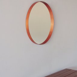Espelho Redondo Decorativo Moldura Laminado Dimiter 65 Cm - Mel - 5