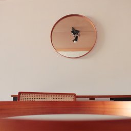 Espelho Redondo Decorativo Moldura Laminado Dimiter 65 Cm - Mel - 3