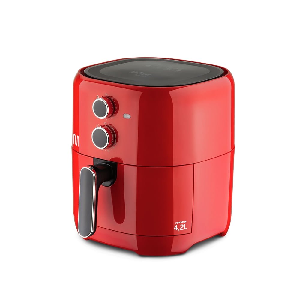 Air Fryer 4,2l Vermelha 1500w-127v com Grade, Seletor Temperatura e Timer Multi - Go209out [reembala - 2