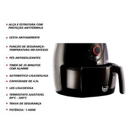 Fritadeira elétrica sem óleo Air Fryer  4,5L Amvox Arf 1205 (220V) - 4