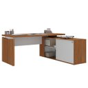 Ver imagem 4 de Mesa para Escritório Diretor com Porta de Correr e Nichos Freijó/branco