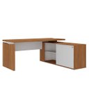 Ver imagem 3 de Mesa para Escritório Diretor com Porta de Correr e Nichos Freijó/branco