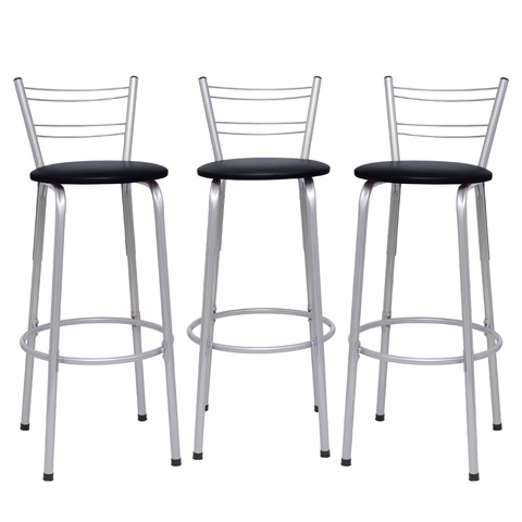 Kit 3 Banquetas para Balcão Flórida Prata Bistrô Ilhas Cozinha Gourmet Bares