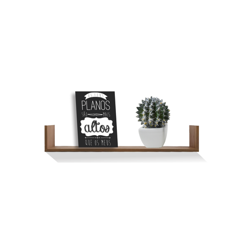 Prateleira Decorativa tipo U - MDF Amadeirado 60x11,5x20 cm - Smart Eco