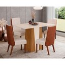 Ver imagem 1 de Conjunto: Mesa de Cozinha Orus Tampo Madeirado C/ Vidro 120x80cm e 4 Cadeiras Anne Nature/courano/
