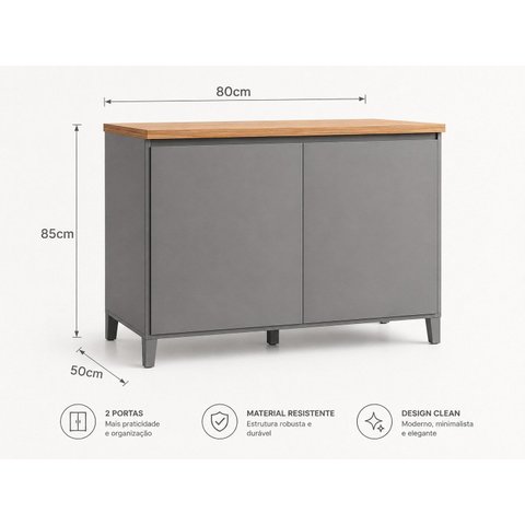 Cozinha Modulada Parte 2-3 100% MDF - Cinza Moderno -