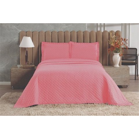 Cobre Leito Casal Dupla Face 3pçs Microfibra 90g Onix:rosa Velho