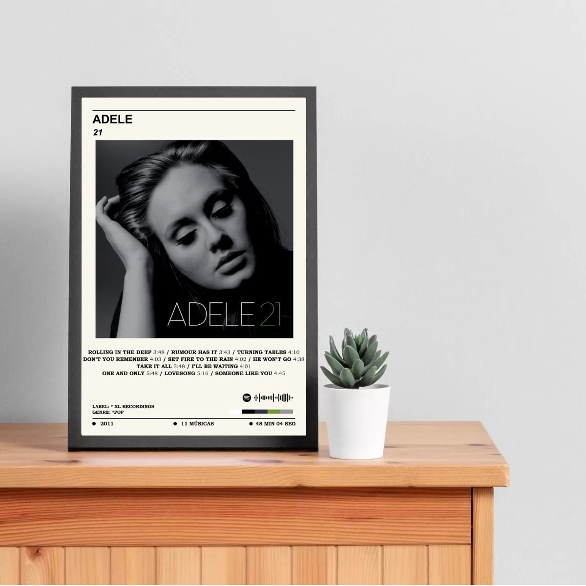 Quadro Decorativo Adele Álbuns Spotify - 21 - 2