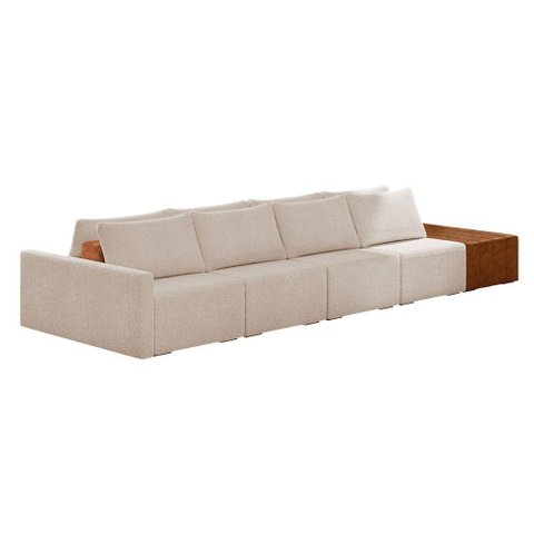 Sofá Ilha 4 Lugares Living 432cm Modulado Lary Bouclê K01 Cor Creme