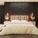 Ver imagem 6 de Cabeceira Painel Cama Box King Size Siri 200cm com Led Bouclé Bege - Desk Design