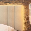 Ver imagem 7 de Cabeceira Painel Cama Box King Size Siri 200cm com Led Bouclé Bege - Desk Design