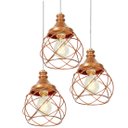 Ver imagem 2 de Lustre Pendente Triplo Esfera Aramado Cobre 15cm