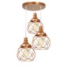 Lustre Pendente Triplo Esfera Aramado Cobre 15cm - 1