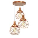 Ver imagem 1 de Lustre Pendente Triplo Esfera Aramado Cobre 15cm