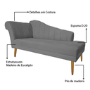 Ver imagem 7 de Recamier Divã Pés Palito para Sala Cecilia 1.60cm Suede Cinza - Incasa Decor