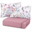Ver imagem 1 de Jogo de Cama Lençol Casal Malha Soft 100% Algodão Fio Penteado Estampado Toque Macio 3 Peças Borbole