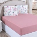 Ver imagem 2 de Jogo de Cama Lençol Casal Malha Soft 100% Algodão Fio Penteado Estampado Toque Macio 3 Peças Borbole