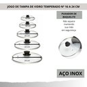Ver imagem 3 de Jogo Tampa de Vidro Panela Caçarola Frigideira 16 18 20 22 24 Original